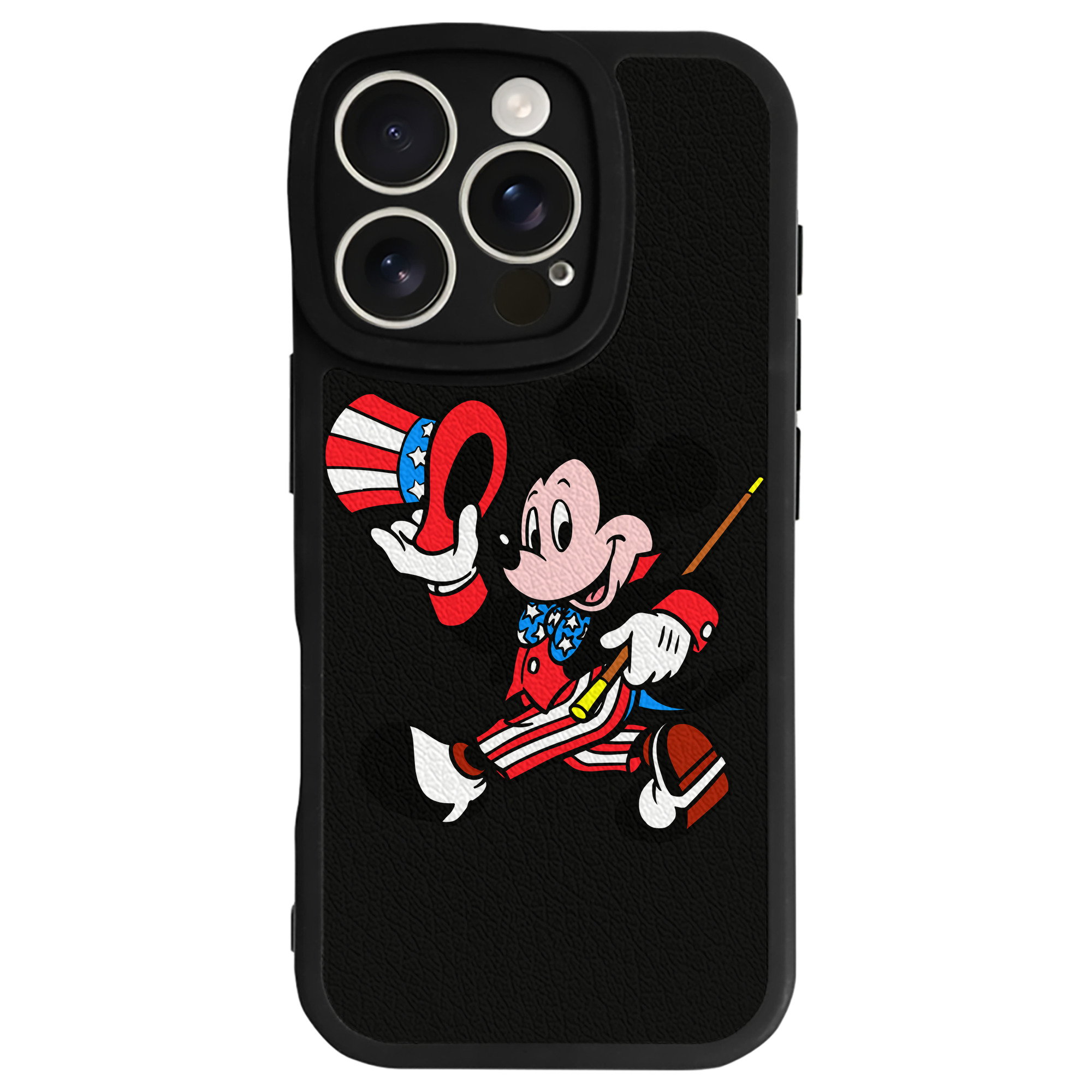 （画像用） ミッキーマウス Mickey Mouse 【iPhone 16シリーズ対応】シリコンスマホケース（レザー調） 材質：シリコン